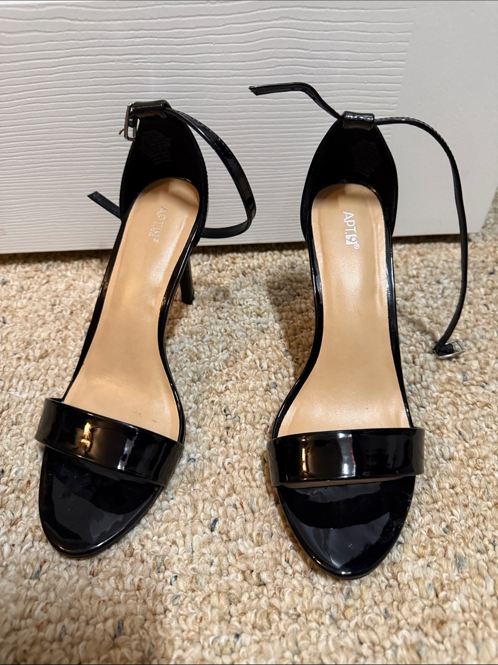 Apt. 9 Black Patent Open-Toe Ankle-Strap Heels